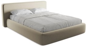 Bézs kárpitozott ágyneműtartós franciaágy ágyráccsal 160x200 cm Kiana – Makamii
