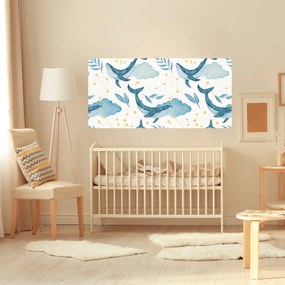 PIPPER. Öntapadós textiltapéta "Bálnák az égen"