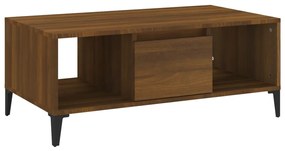 Barna tölgyszínű szerelt fa dohányzóasztal 90x50x36,5 cm