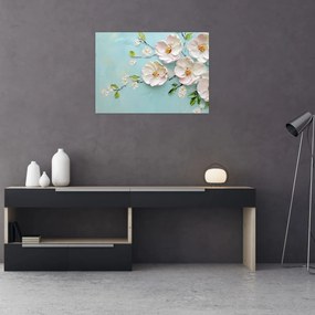 Kép - Virágok kék háttéren (70x50 cm)