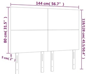 tópszínű szövet LED-es fejtámla 144x5x118/128 cm