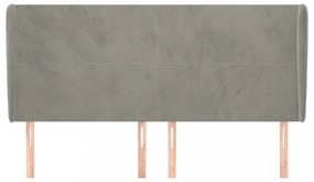 világosszürke bársony fejtámla szárnyakkal 203x23x118/128 cm