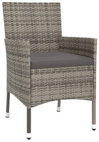 3 részes szürke polyrattan kerti bisztrógarnitúra párnákkal