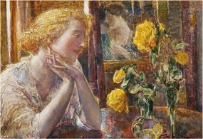 Fotótapéta Flizelin Dekoratív az irodába Nő rózsákkal 152x104 Ragasztó