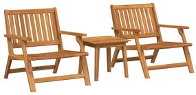 vidaXL Kerti Szék 3 pcs Barna Tömör Akácfa