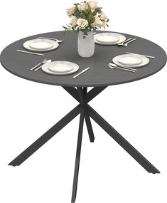 HOMCOM 4 személyes körasztal Ø100 cm, ipari stílus, porfestett acél láb — Konyha, étkező, dolgozószoba | Aosom