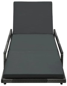 Szürke polyrattan napozóágy párnával