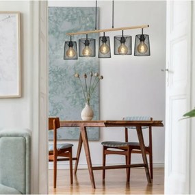 Brilo 4078-054 - Kábelen függő csillár WOOD & STYLE 5xE27/60W/230V