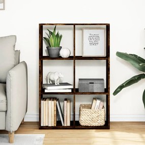 füstös tölgy szerelt fa elválasztó könyvespolc 69,5x29x103,5 cm