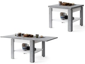 LIA szürke beton/fehér kihúzható konferencia/étkezőasztal polccal