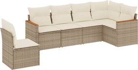 vidaXL 6 részes bézs polyrattan kerti ülőgarnitúra párnával