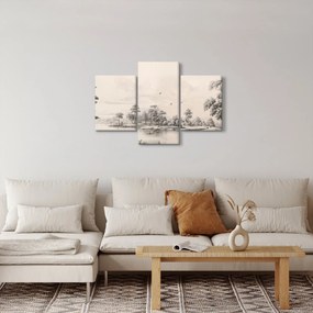 Kép - Vintage tájkép rajz (90x60 cm)