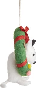 HANG ON filc karácsonyfadísz, kutya adventi koszorúval