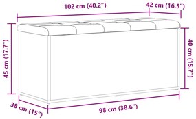 Tárolópad Fekete Tölgy 100x40x45 cm Mérnöki Fa
