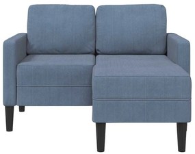 kék vászon 2 üléses kanapé L-alakú kanapéval 125 cm