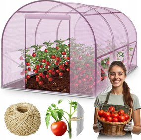 Kerti Fólia Alagút Kerti Üvegház 2x3m Fólia 6m2 Rózsaszín Plonos