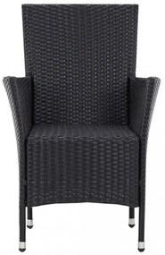 5-részes fekete kültéri polyrattan étkezőgarnitúra