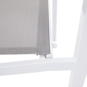 Kerti rakásolható szék, fehér acél/világosszürke, DORIO