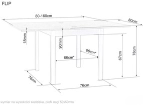 Kihúzható étkezőasztal FLIP 80(160)X80 cm, kasmír/Cremona Torro tölgy