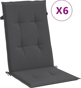 vidaXL 6 db antracit szövet magas háttámlájú székpárna 120x50x4 cm