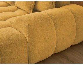 Mustársárga zsenília kinyitható-tárolóhelyes sarokkanapé (bal oldali-U alakú) Everest – Bobochic Paris