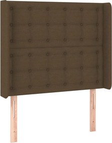 vidaXL sötétbarna szövet fejtámla szárnyakkal 103x16x118/128 cm