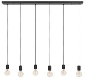 Eglo 390268 - Csillár zsinóron HUEBRO 6xE27/40W/230V fekete