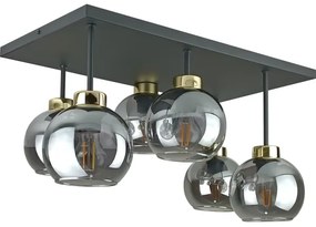 Felületre szerelhető csillár  NESSA 6xE27/60W/230V fekete/arany/füstös fekete