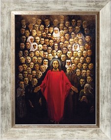 108 Mártír Szakrális Vászonkép Fehér Díszkeretben 30X40