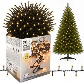 Karácsonyfa fényfüzér 320 Led fehér meleg beltéri kültéri 27m Időzítő IP44