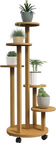 Outsunny Fa Növénytartó Állvány 5 Kör Növénypolccal Természetes Fából | Aosom