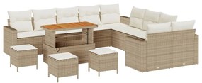 vidaXL Kerti Kanapé Szett párnával 18 pcs Beige és krém polirattan