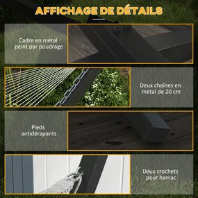 Outsunny Függőágy Állvány Fém Keret, Masszív Támogatás, 360 cm Hosszan, Függőágyakhoz 270-330 cm-ig, Szürke | Aosom
