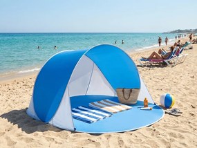 Összehajtogatható strandsátor SUNSHADE 190x120 cm, kék/fehér