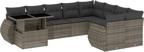 vidaXL 10 részes szürke polyrattan kerti ülőgarnitúra párnákkal