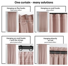 Világos rózsaszín bársony dimout (részleges sötétítő) függöny 200x225 cm Velto – Filumi