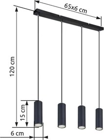 Globo 57911-4HB - ROBBY 4xGU10/35W/230V fekete függeszték