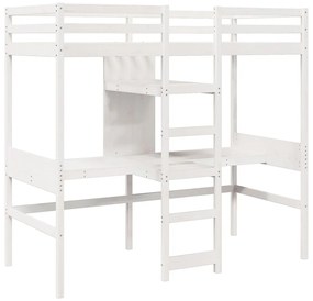 fehér tömör fenyő galériaágy-keret matrac nélkül 75 x 190 cm