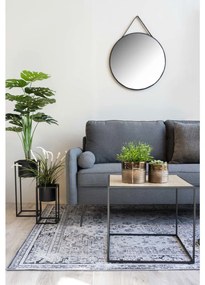 Trapani tükör acél/műbőr, fekete, ø60 cm