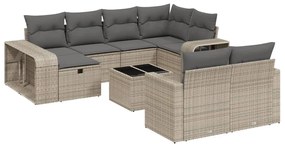 vidaXL 11 részes szürke polyrattan kerti ülőgarnitúra párnákkal