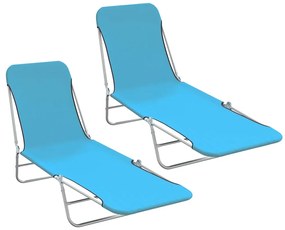 vidaXL 2 db kék összecsukható acél és szövet napozóágy