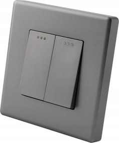 Dupla Lépcsőházi Kapcsoló Szett Kerettel Szürke Miuun Leo