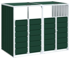 zöld acél kerekes szemetes tároló dupla tárolókhoz 138 x 79 x 117 cm