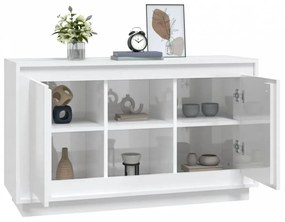 Magasfényű fehér szerelt fa tálalószekrény 102x35x60 cm