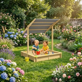 SANDY homokozó tetővel, lucfenyő, 120x120x120 cm Jurhan