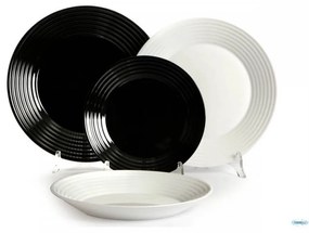 Nantes fekete fehér étkészlet tányérkészlet 18 részes