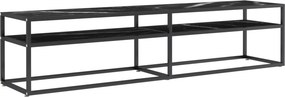 vidaXL fekete márvány színű edzett üveg TV-szekrény 180 x 40 x 40,5 cm