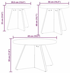 Dohányzóasztal 3 pcs Természetes 49 x 49 x 30 cm Tömör fenyőfa