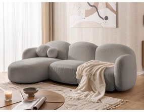 Szürke buklé sarokkanapé (bal oldali-heverő résszel) Orbit – Ropez