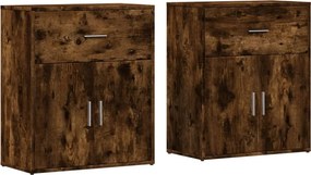 vidaXL 2 db füstös tölgy színű szerelt fa tálalószekrény 60x31x70 cm